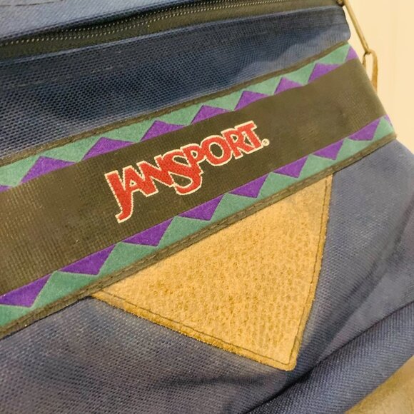 Vintage JanSport Southwest Geometric Pattern Bag BACKPACK Leather 90's 1990 - Picture 11 of 13